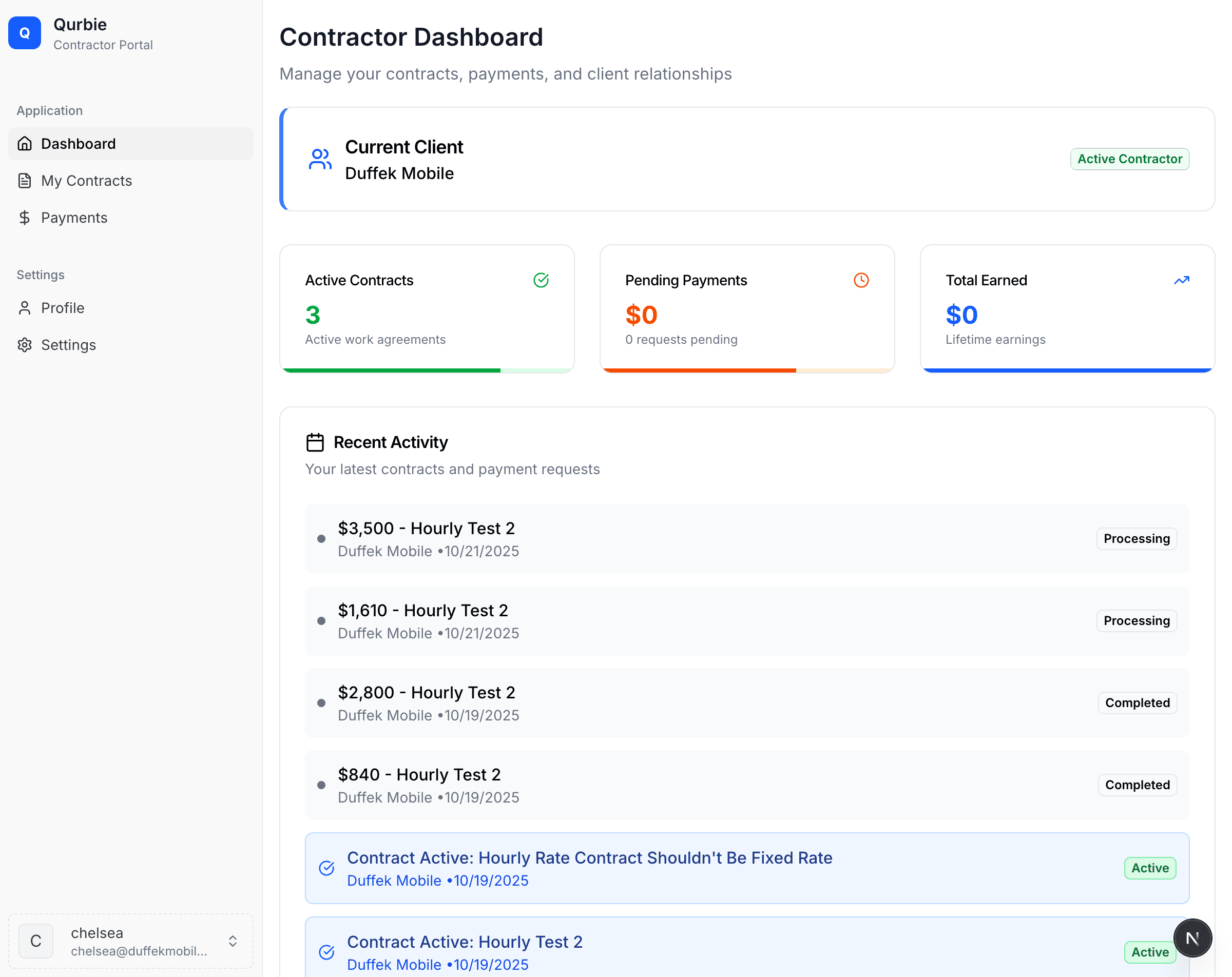 Qurbie reporting dashboard